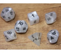 Tout Pour le Jeu Lot de 7 dés nacrés BLANC multi-faces