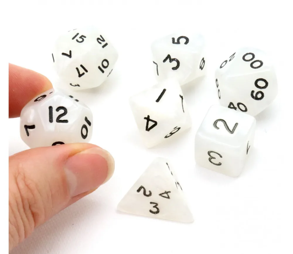 Tout Pour le Jeu Lot de 7 dés nacrés BLANC multi-faces