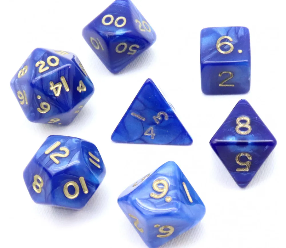 Tout Pour le Jeu Lot de 7 dés nacrés BLEU multi-faces
