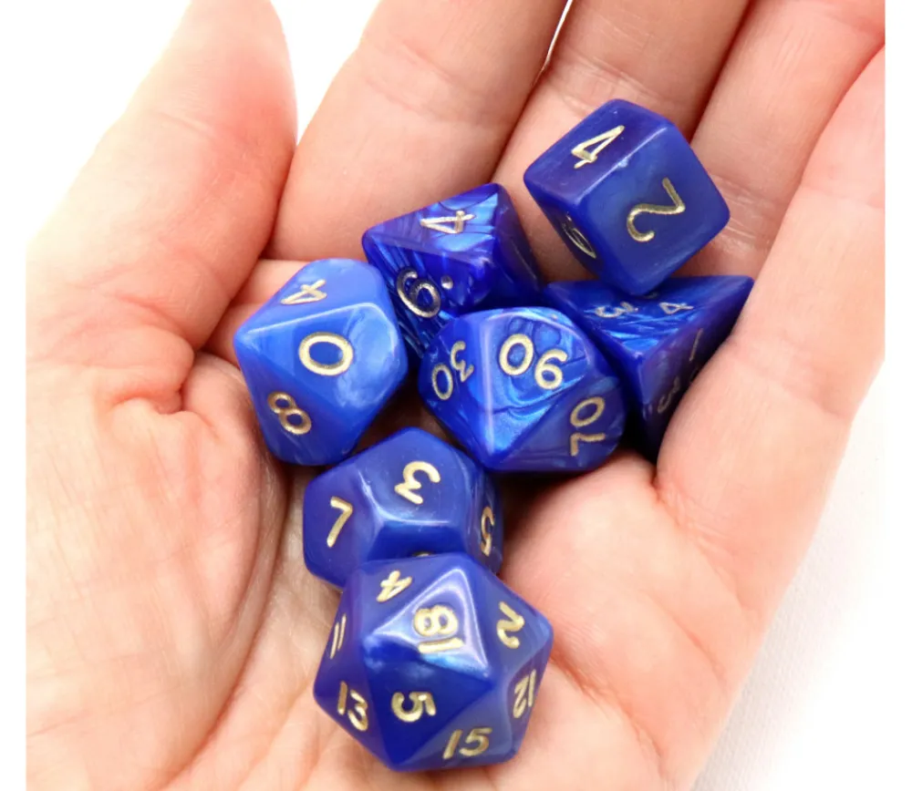 Tout Pour le Jeu Lot de 7 dés nacrés BLEU multi-faces