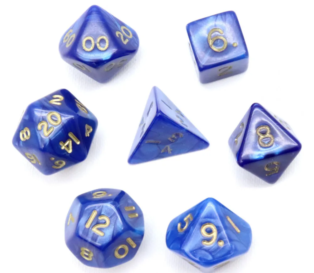 Tout Pour le Jeu Lot de 7 dés nacrés BLEU multi-faces