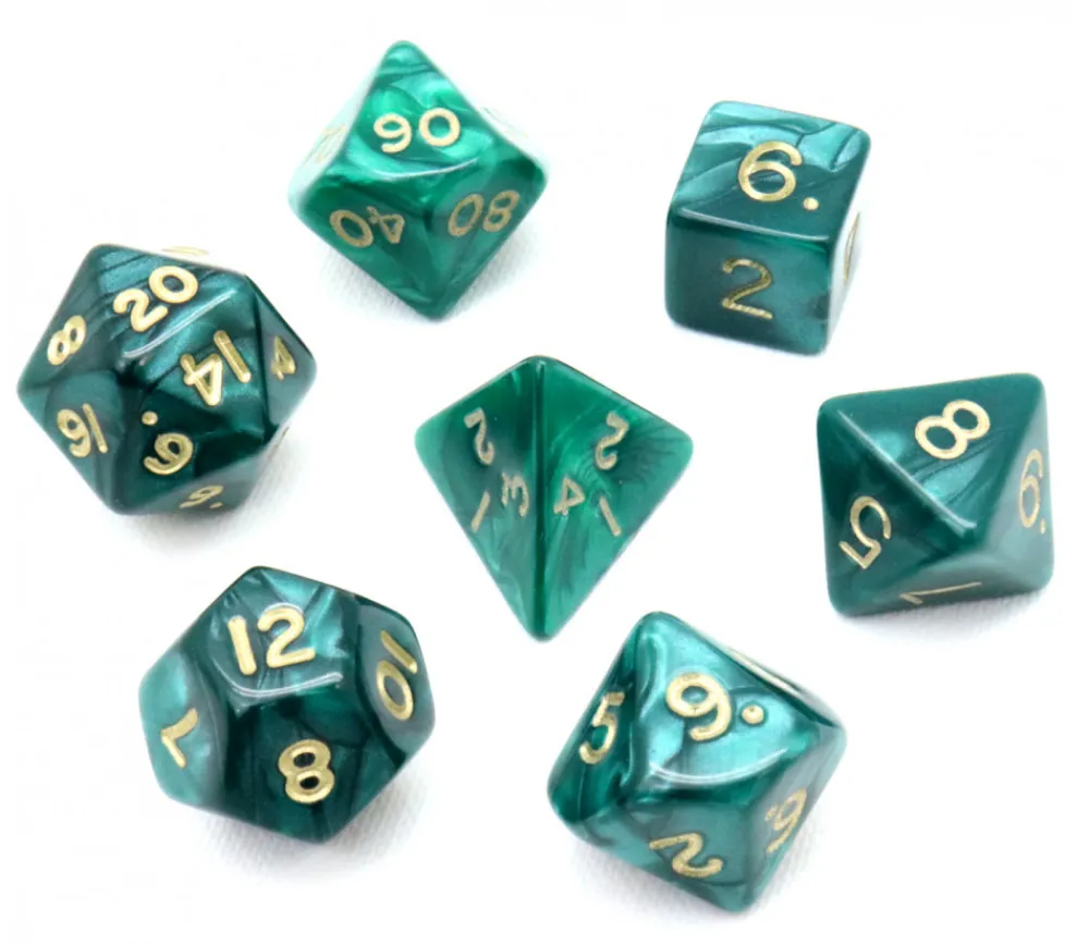 Tout Pour le Jeu Lot de 7 dés nacrés VERT multi-faces