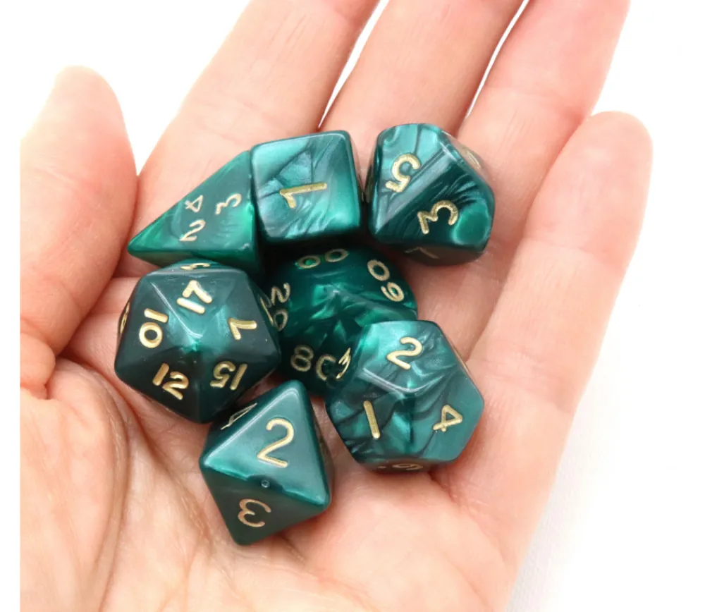 Tout Pour le Jeu Lot de 7 dés nacrés VERT multi-faces