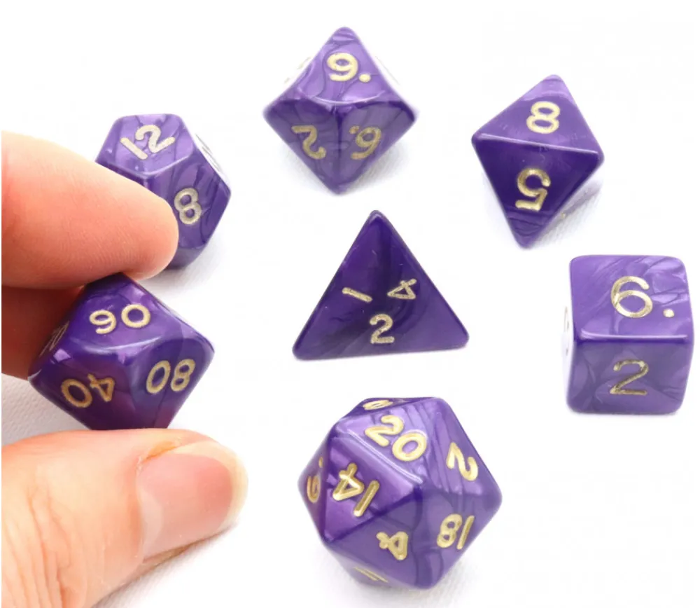 Tout Pour le Jeu Lot de 7 dés nacrés VIOLET multi-faces