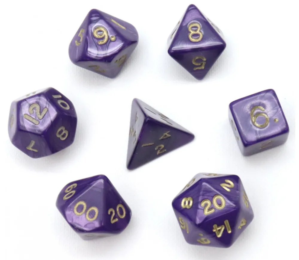 Tout Pour le Jeu Lot de 7 dés nacrés VIOLET multi-faces
