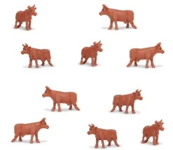 Tout Pour le Jeu Lot de 10 mini mini vaches marron 15 x 10 x 28 mm