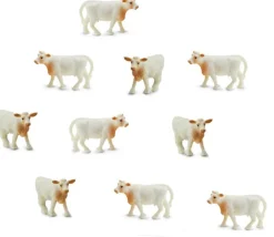 Tout Pour le Jeu Lot de 10 mini mini vaches blanches style charolaise 15 x 10 x 28 mm