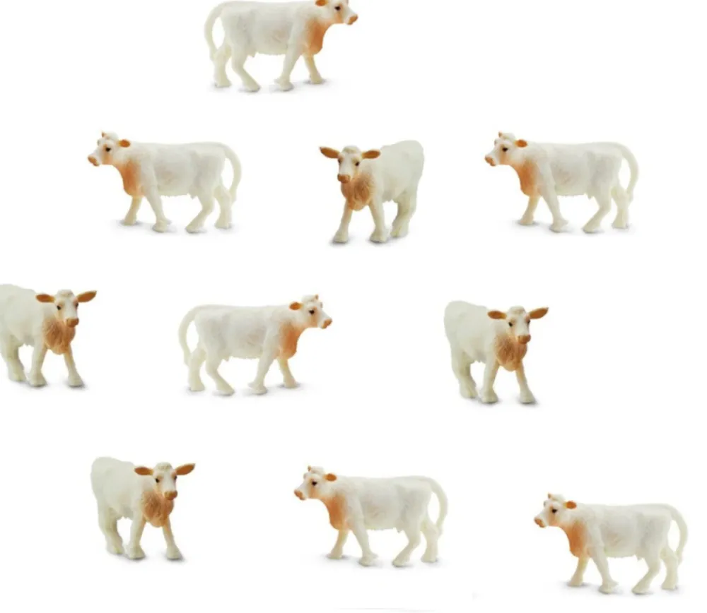 Tout Pour le Jeu Lot de 10 mini mini vaches blanches style charolaise 15 x 10 x 28 mm