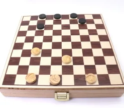 Tout Pour le Jeu Mini coffret Dames et échecs jeu recto-verso 21 x 21 cm français