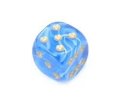 Tout Pour le Jeu Mini Dé marbré bleu 12 mm points dorés
