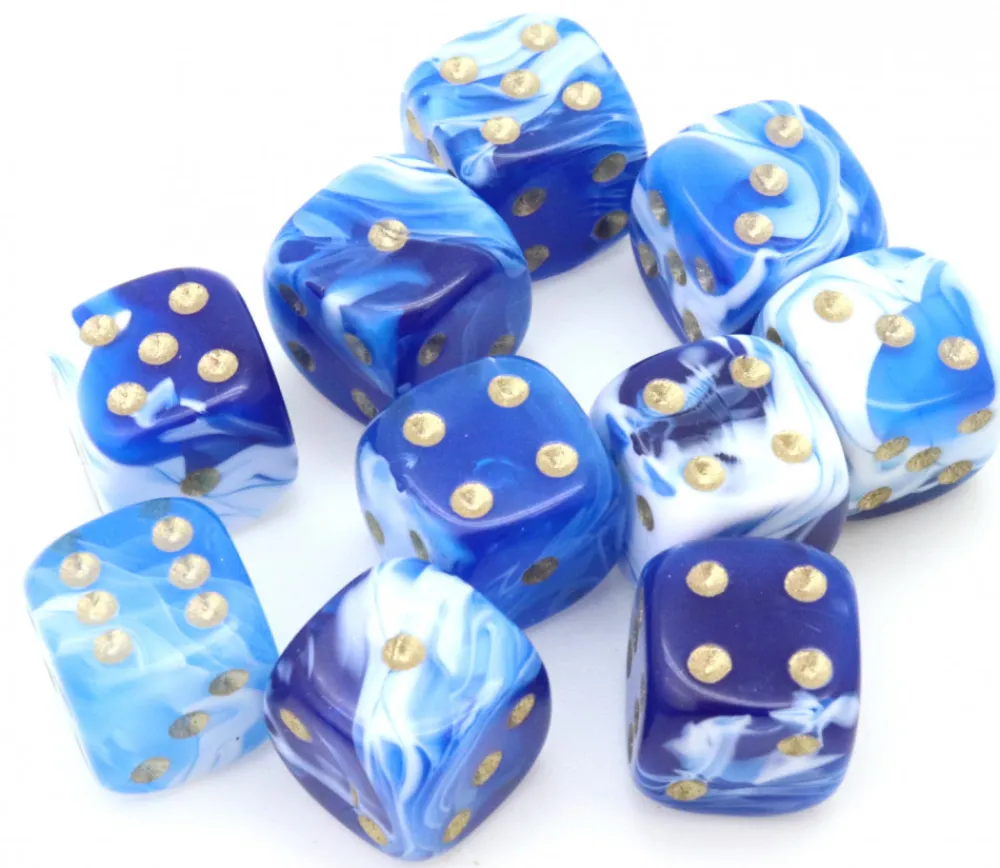 Tout Pour le Jeu Mini Dé marbré bleu 12 mm points dorés