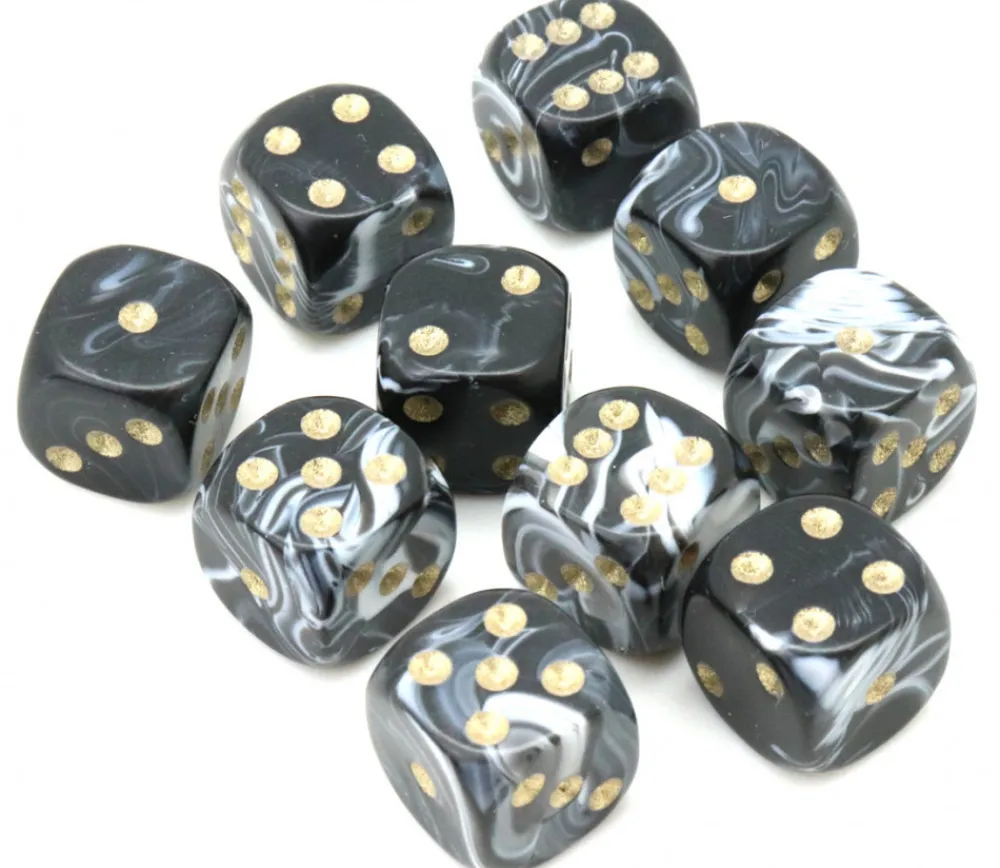 Tout Pour le Jeu Mini Dé marbré noir 12 mm points dorés