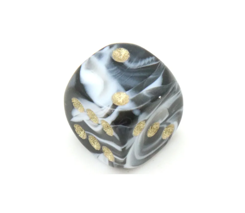 Tout Pour le Jeu Mini Dé marbré noir 12 mm points dorés