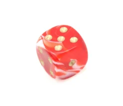 Tout Pour le Jeu Mini Dé marbré rouge 12 mm points dorés