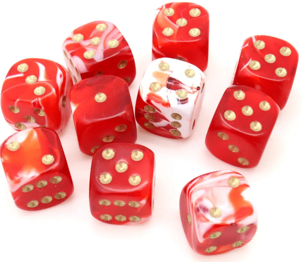 Tout Pour le Jeu Mini Dé marbré rouge 12 mm points dorés