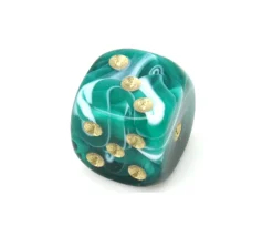 Tout Pour le Jeu Mini Dé marbré vert 12 mm points dorés
