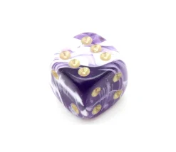 Tout Pour le Jeu Mini Dé marbré violet 12 mm points dorés