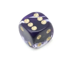 Tout Pour le Jeu Mini Dé marbré violet 12 mm points dorés