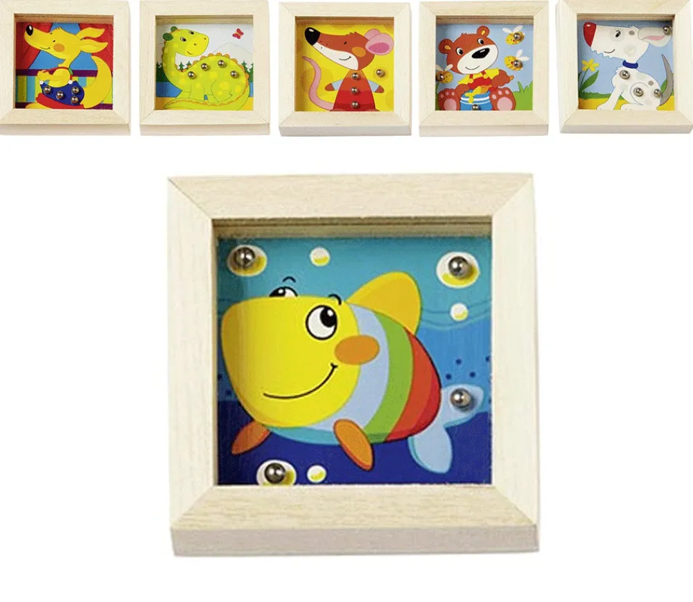 Tout Pour le Jeu Mini jeu patience en bois animal rigolo 6.5 cm (1 modèle au hasard)