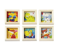 Tout Pour le Jeu Mini jeu patience en bois animal rigolo 6.5 cm (1 modèle au hasard)