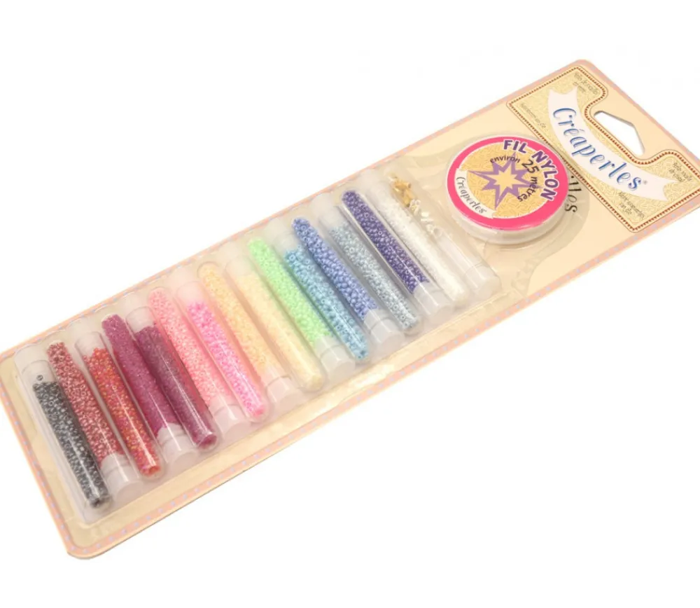 Tout Pour le Jeu Mini perles rocailles - 15 tubes de couleurs + apprêts
