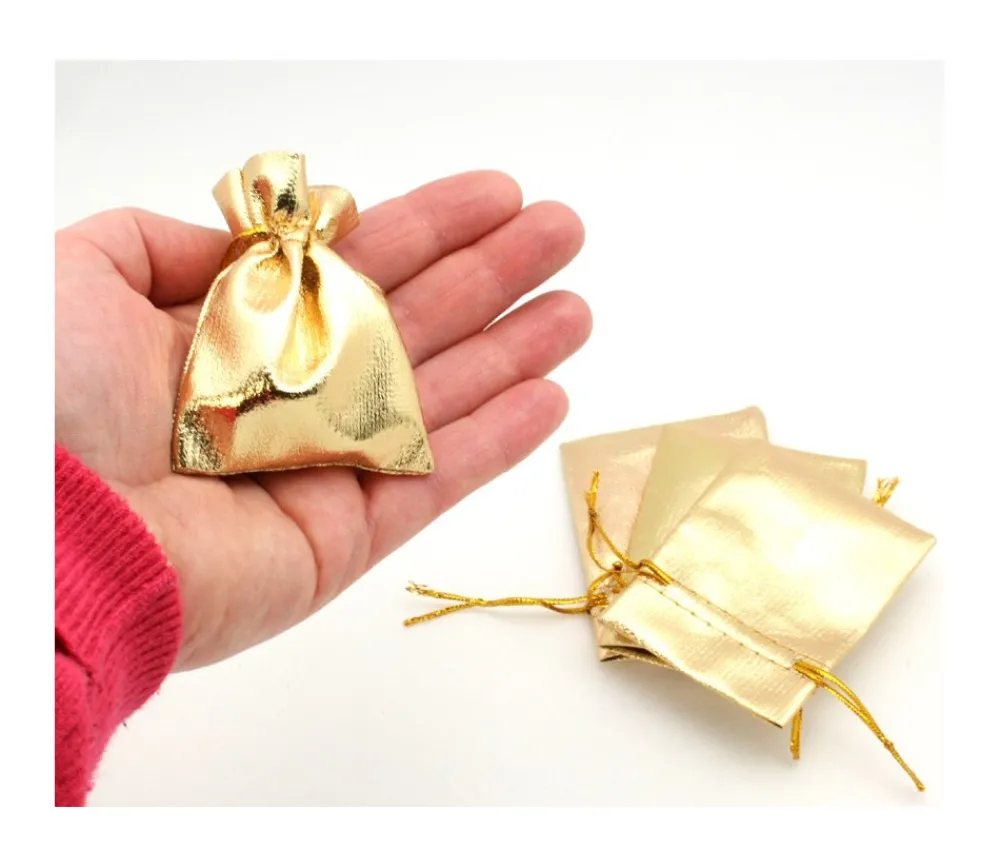 Tout Pour le Jeu Mini sac tissu doré 6 x 8 cm