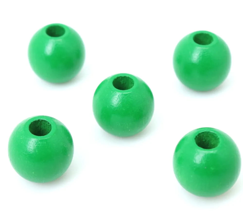 Tout Pour le Jeu Perle bois couleur verte de 2 cm trou de 7 mm unité