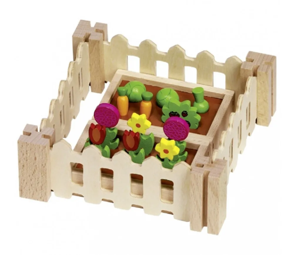 Tout Pour le Jeu Petit jardin en bois miniature avec légumes, fleurs et accessoires