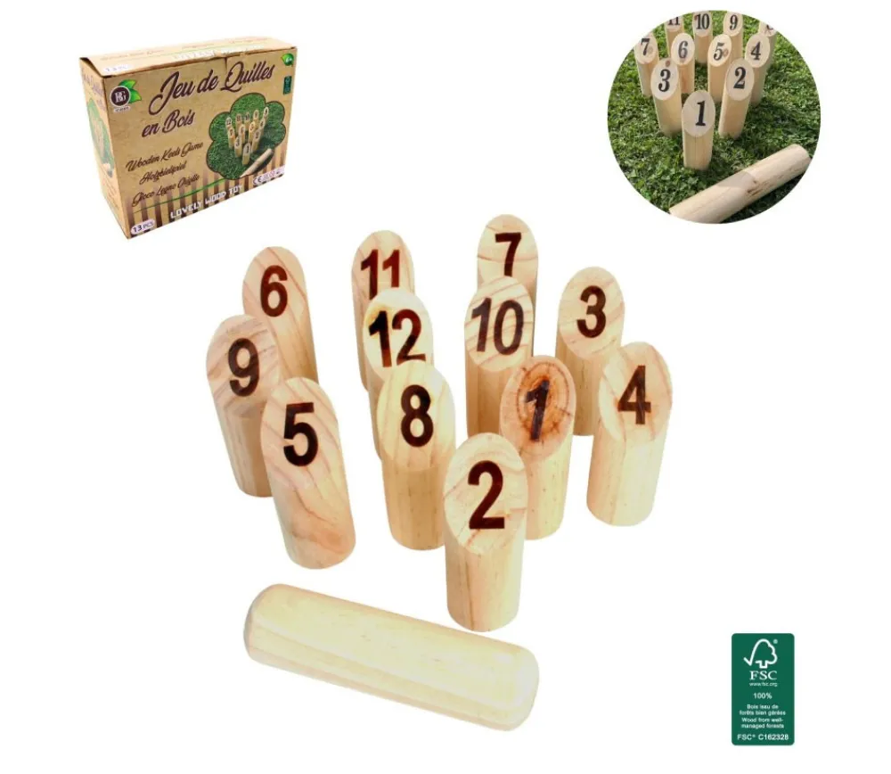 Enfant Tout Pour le Jeu Petit jeu quilles finlandaises en bois numérotées 1 à 12