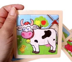 Tout Pour le Jeu Petit puzzle 9 pièces en bois vache