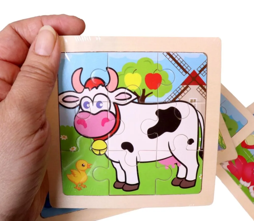 Tout Pour le Jeu Petit puzzle 9 pièces en bois vache