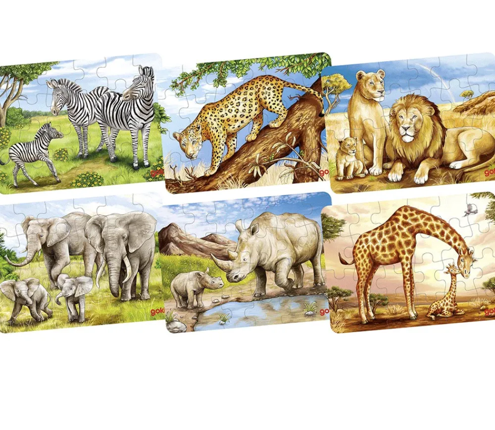 Tout Pour le Jeu Petit puzzle en bois Animal africain 24 pièces (1 modèle mis au hasard)