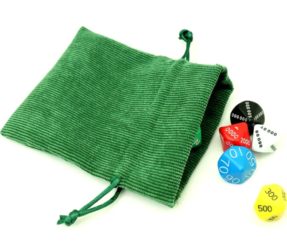 Tout Pour le Jeu Petit Sac 10 x 12.5 cm - velours épais vert avec cordon