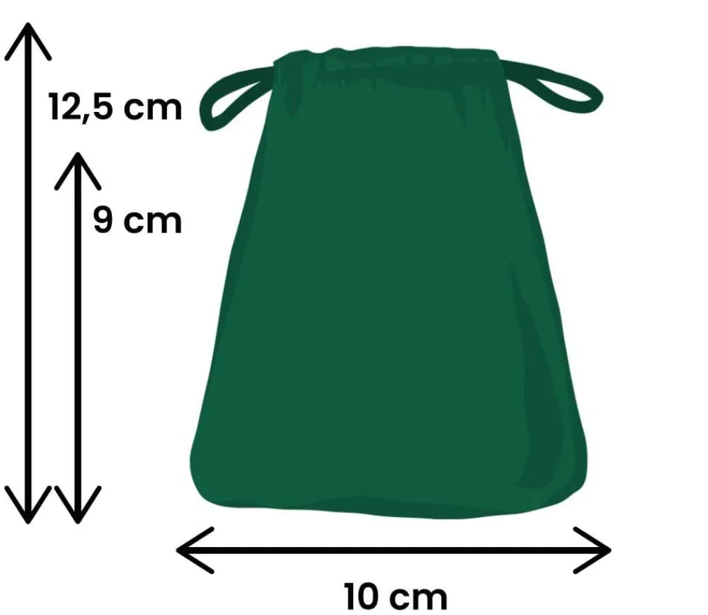Tout Pour le Jeu Petit Sac 10 x 12.5 cm - velours épais vert avec cordon