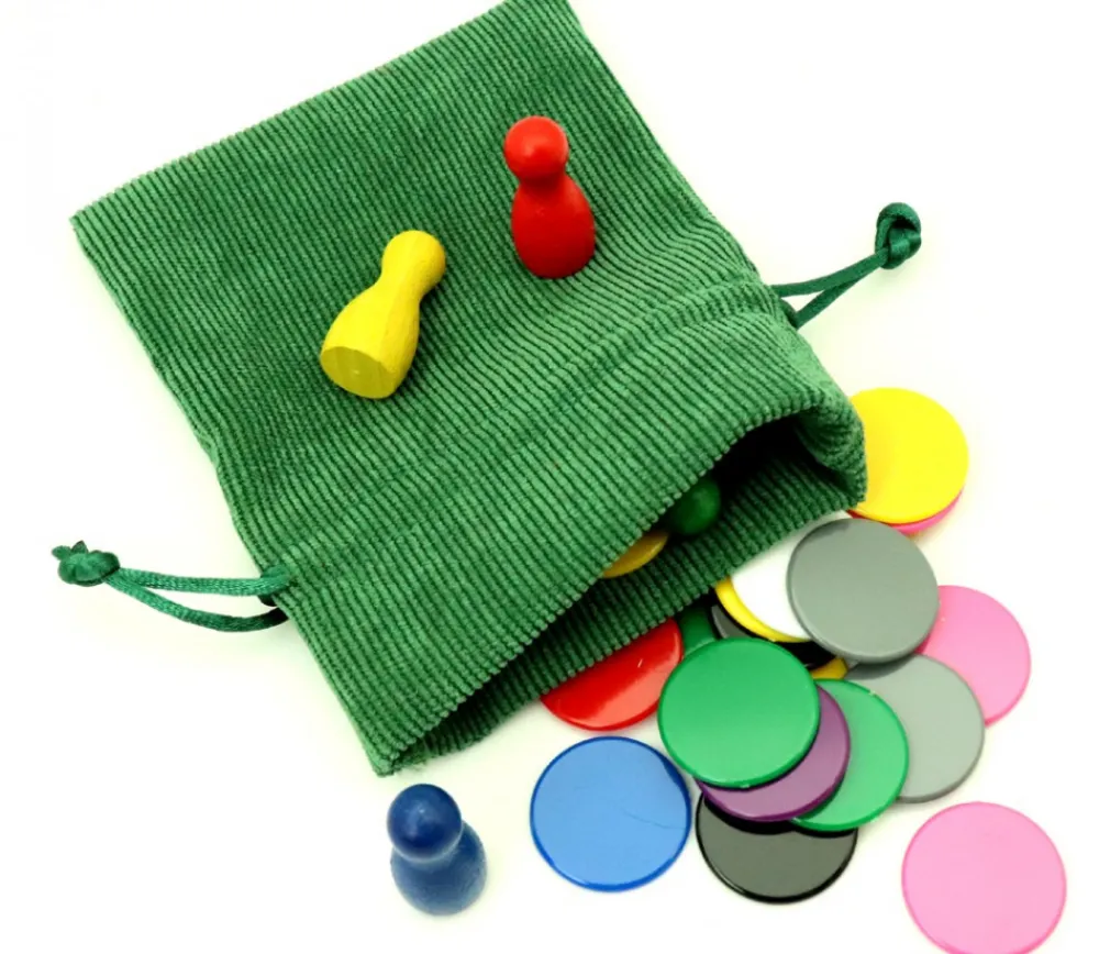 Tout Pour le Jeu Petit Sac 10 x 12.5 cm - velours épais vert avec cordon