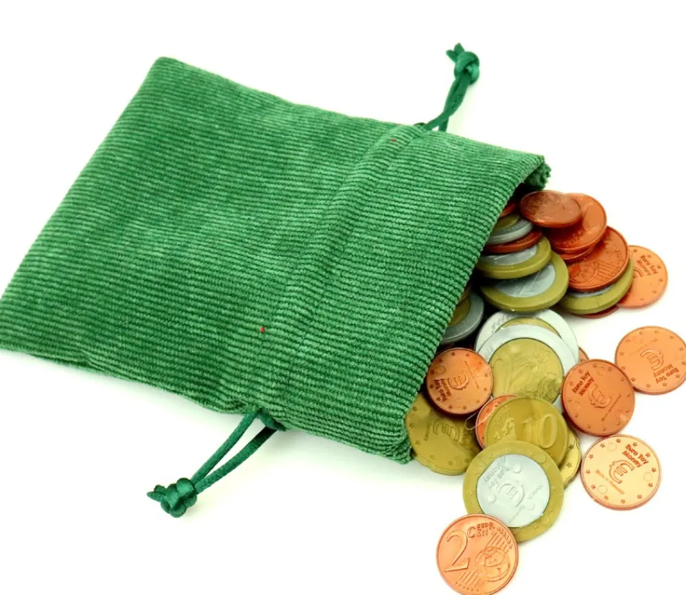 Tout Pour le Jeu Petit Sac 10 x 12.5 cm - velours épais vert avec cordon