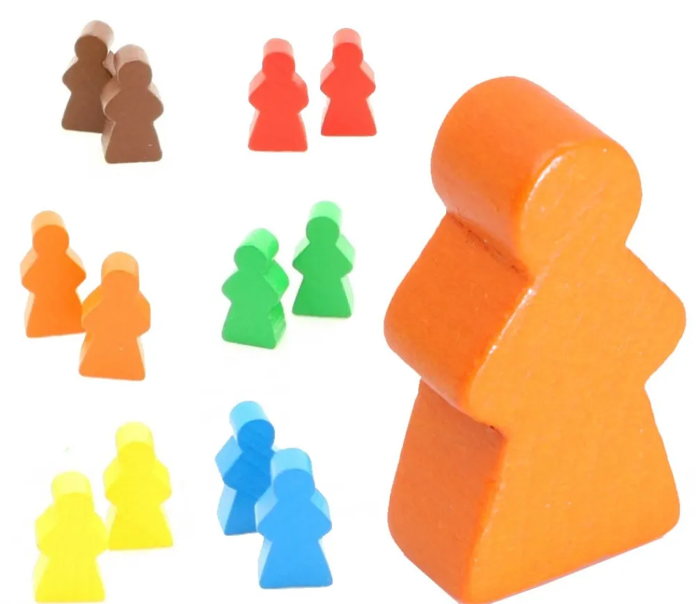 Tout Pour le Jeu Pion fille meeple en bois personnage joueur 13 x 23 X 8 mm femme à l'unité