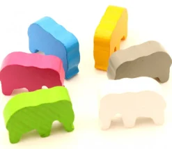 Tout Pour le Jeu Pion éléphant coloré en bois 37 x 28 x 10 mm à l'unité