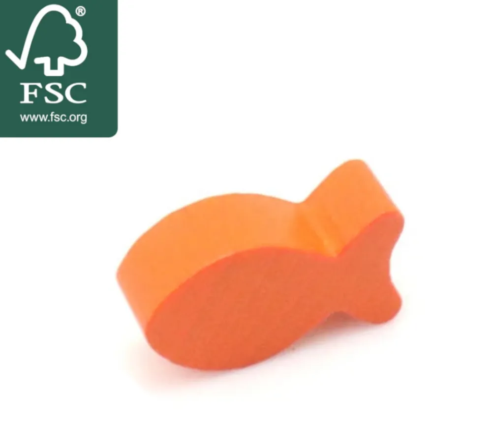 Tout Pour le Jeu Pion poisson orange en bois 24 x 13 x 8 mm pour jeu
