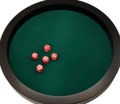 Tout Pour le Jeu Piste de dés PRESTIGE 43 cm verte et noire tour cuir avec 5 dés de jeux