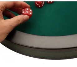 Tout Pour le Jeu Piste de dés PRESTIGE 43 cm verte et noire tour cuir avec 5 dés de jeux
