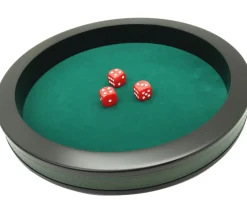 Tout Pour le Jeu Piste dés 30 cm prestige verte tour cuir avec 3 dés