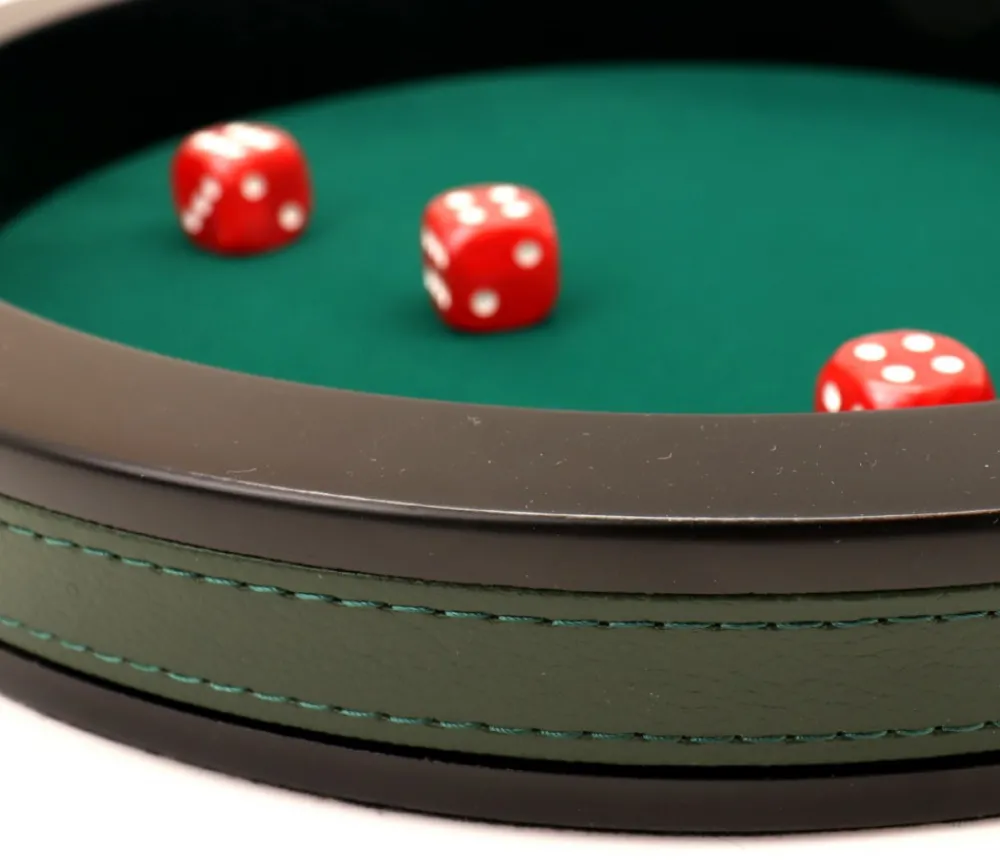 Tout Pour le Jeu Piste dés 30 cm prestige verte tour cuir avec 3 dés