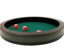 Tout Pour le Jeu Piste dés 30 cm prestige verte tour cuir avec 3 dés