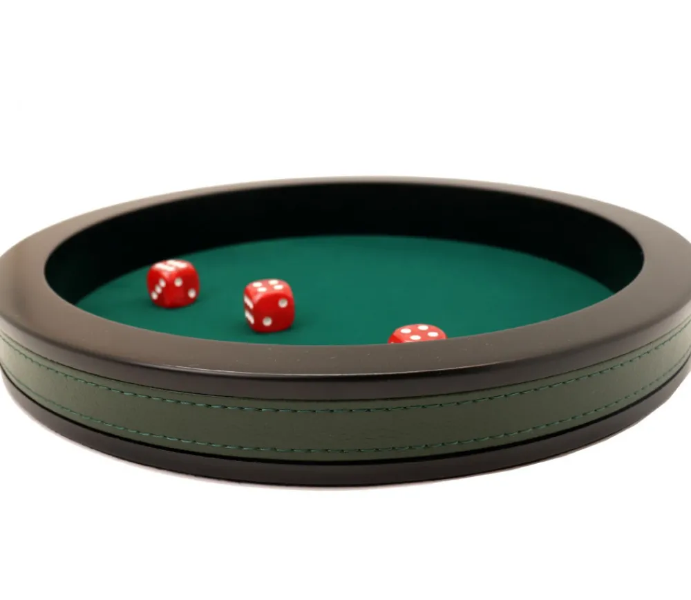 Tout Pour le Jeu Piste dés 30 cm prestige verte tour cuir avec 3 dés
