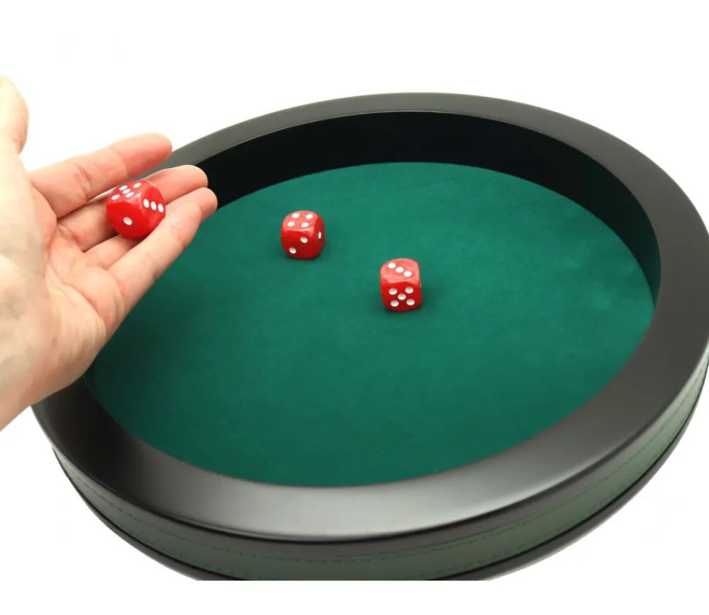 Tout Pour le Jeu Piste dés 30 cm prestige verte tour cuir avec 3 dés