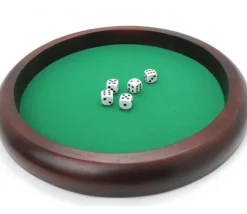 Tout Pour le Jeu Piste dés bois marron 35 cm pour jeu avec 5 dés