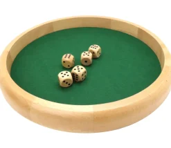 Tout Pour le Jeu Piste dés en bois ronde 40 cm avec 5 dés bois