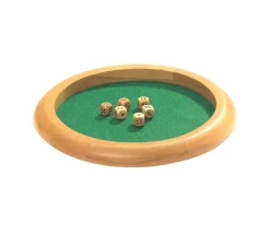 Tout Pour le Jeu Piste dés en bois ronde de 30 cm avec 6 dés bois