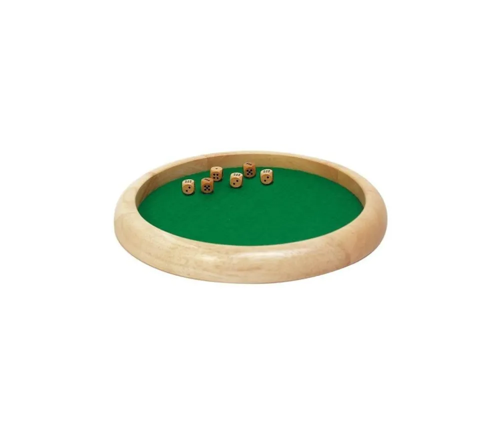 Tout Pour le Jeu Piste dés en bois ronde de 30 cm avec 6 dés bois
